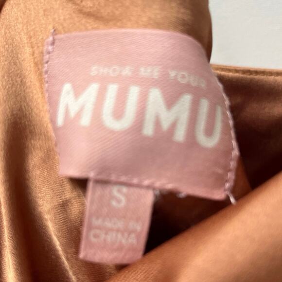 Show Me Your Mumu Tuscany Maxi Slip Dress  in Copper Luxe Satin, size S - Picture 2 of 12